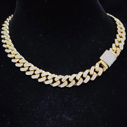 Iced Out Cuban 8ct Gold Plated Neckless 