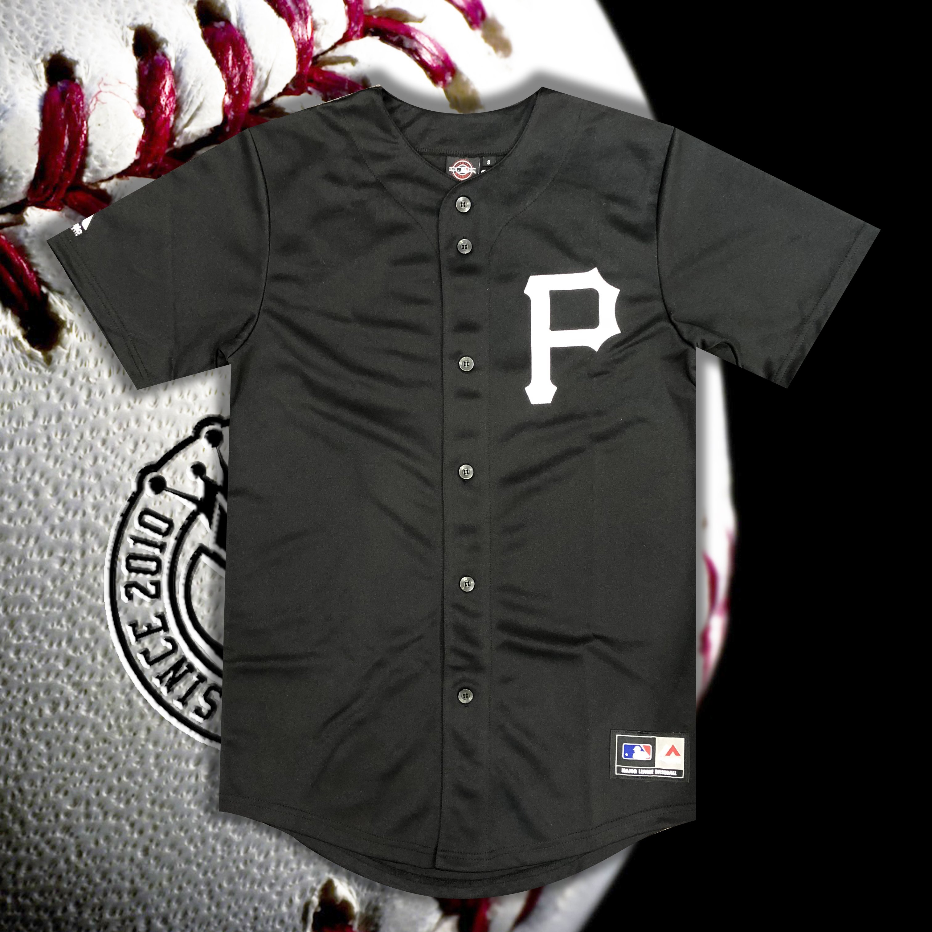 MLB Mono Black Baseball Jersey - Tops-T-shirts : All Out Co. - Majestics