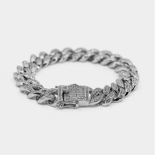 B Diamond  Cuban Link Bracelet 12MM 